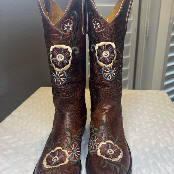 Old Gringo Floral Brown Leather Boots Size 7.5B - Picture 8 of 8
